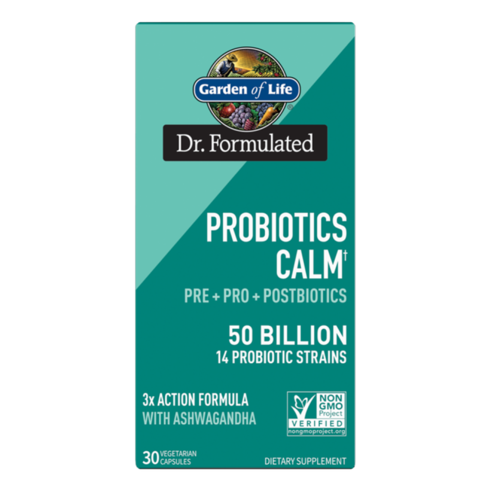 Probióticos 50 billones Calm con Ashwaganda 30 Cápsulas Garden Of Life